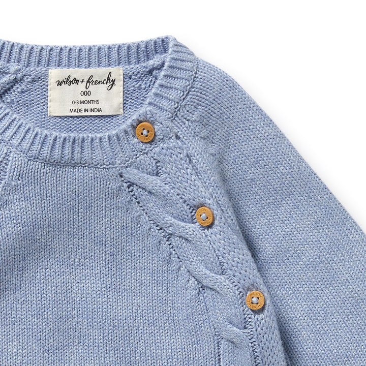 Wilson & Frenchy - Blue Speckle Organic Knitted Kimono Cardigan