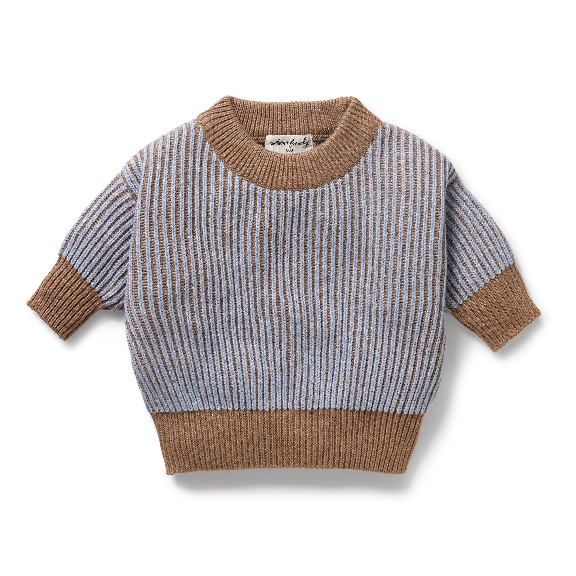 Wilson & Frenchy - Coco Blue Speckle Organic Knitted Ribbed Jumper