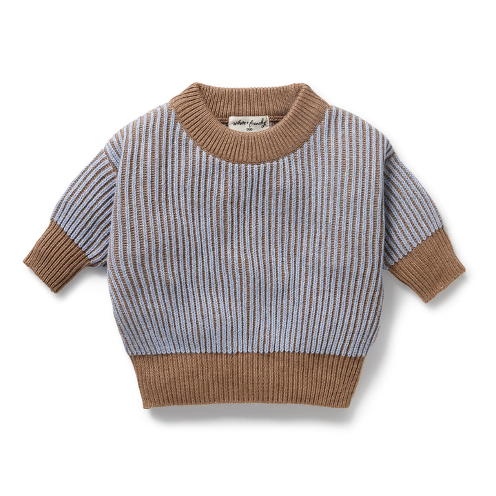 Wilson & Frenchy - Coco Blue Speckle Organic Knitted Ribbed Jumper
