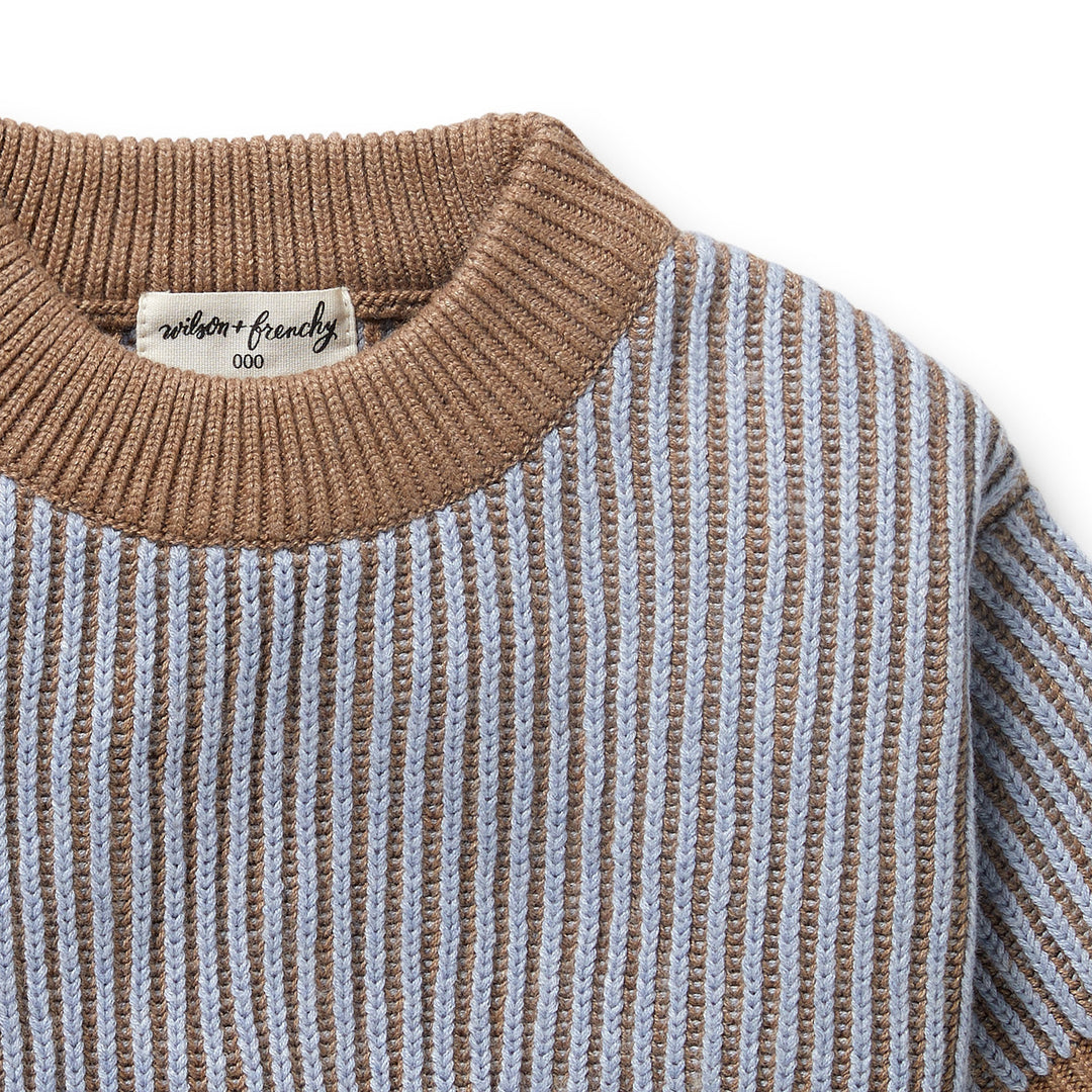 Wilson & Frenchy - Coco Blue Speckle Organic Knitted Ribbed Jumper