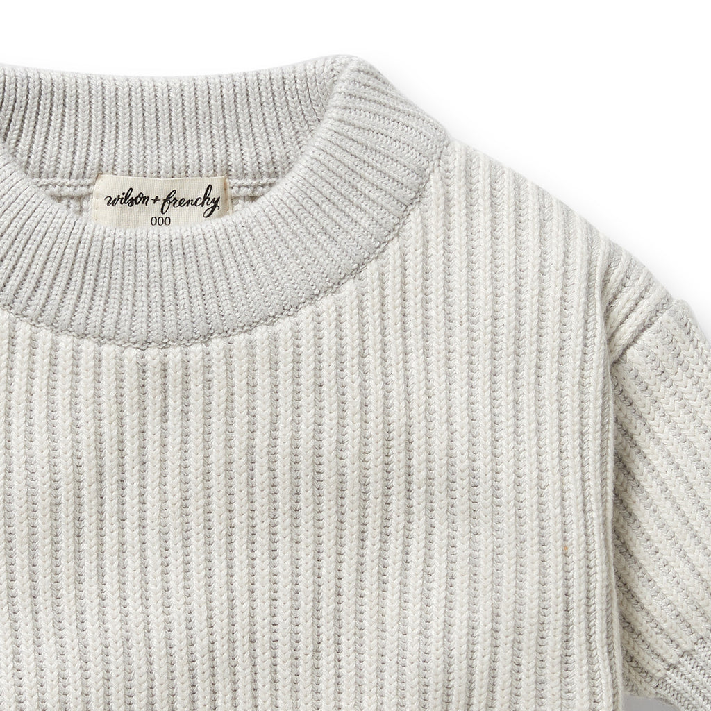 Wilson & Frenchy - Grey Melange and Oatmeal Organic Knitted Ribbed Jumper
