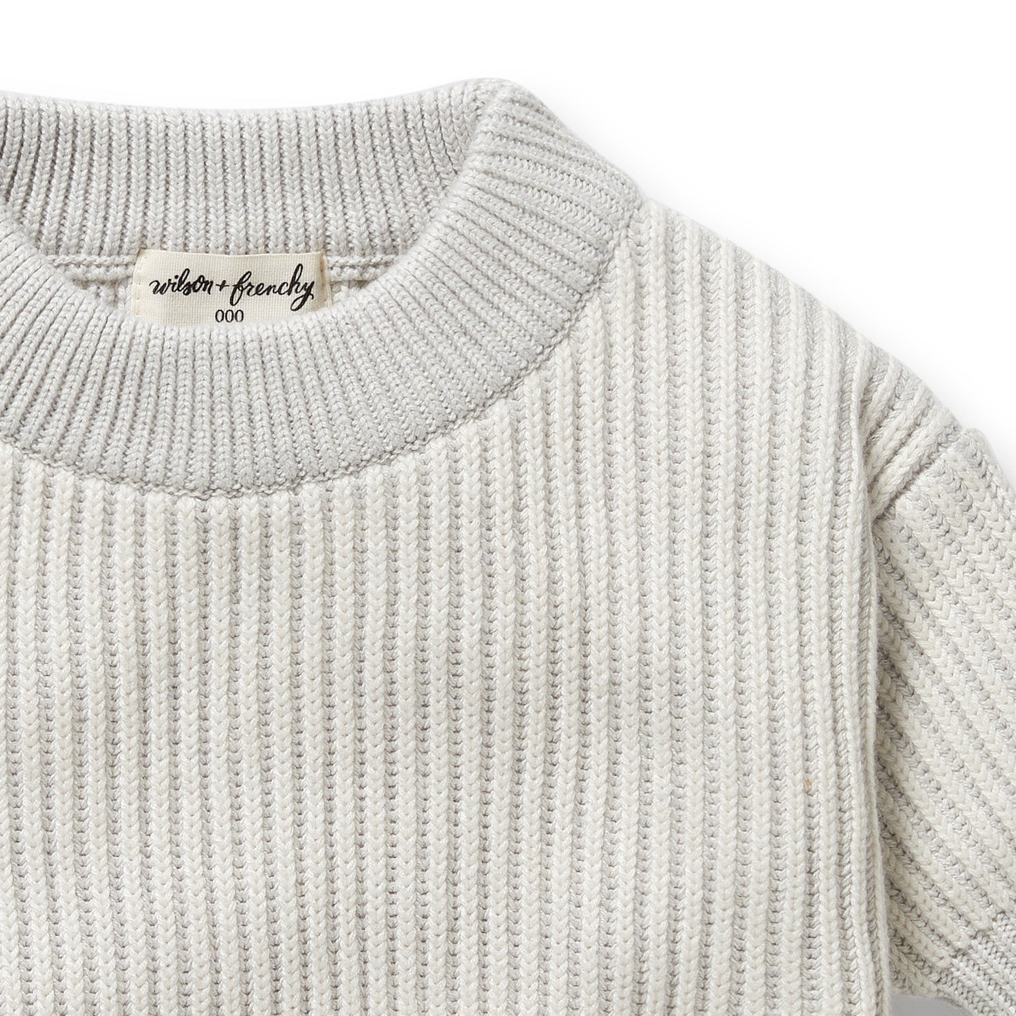 Wilson & Frenchy - Grey Melange and Oatmeal Organic Knitted Ribbed Jumper
