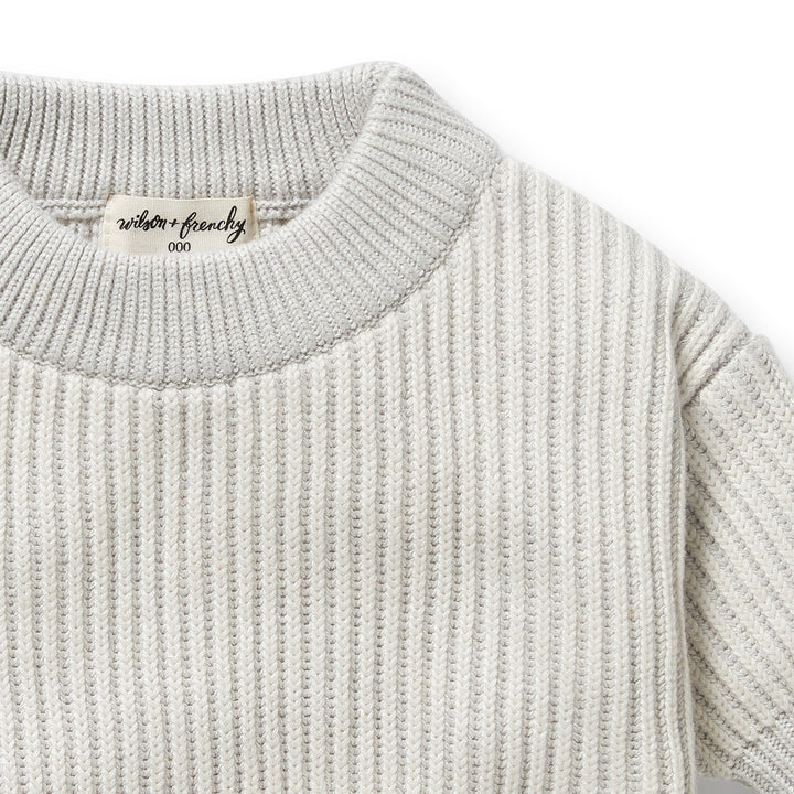 Wilson & Frenchy - Grey Melange and Oatmeal Organic Knitted Ribbed Jumper