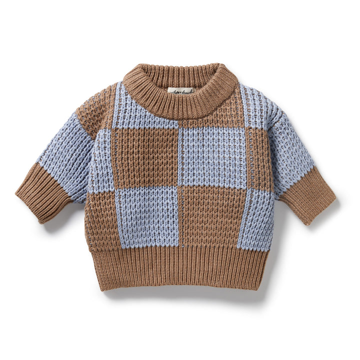 Wilson & Frenchy - Coco Blue Speckle Organic Knitted Check Jumper