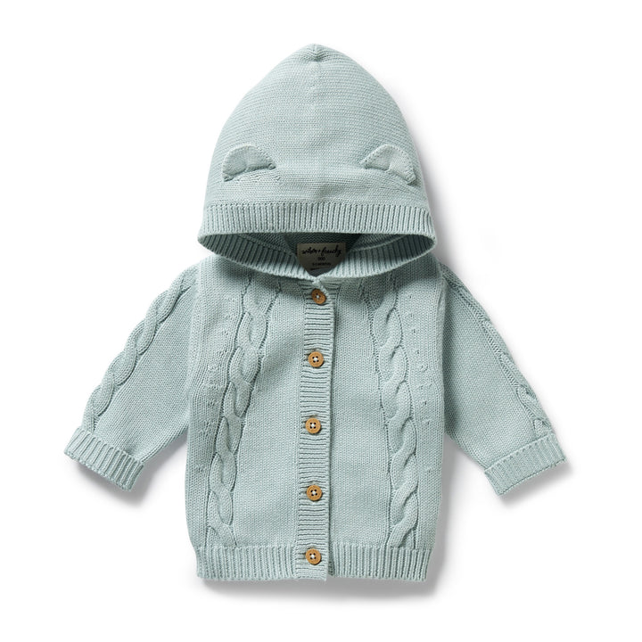 Wilson & Frenchy - Duck Egg Organic Knitted Cable Jacket