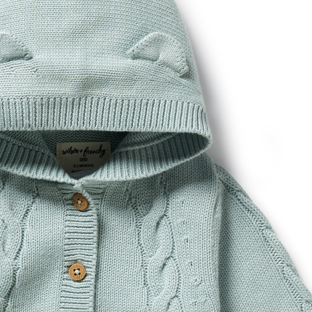 Wilson & Frenchy - Duck Egg Organic Knitted Cable Jacket