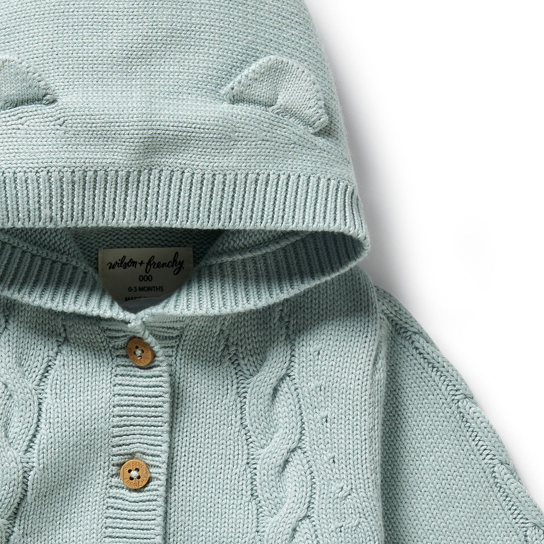 Wilson & Frenchy - Duck Egg Organic Knitted Cable Jacket