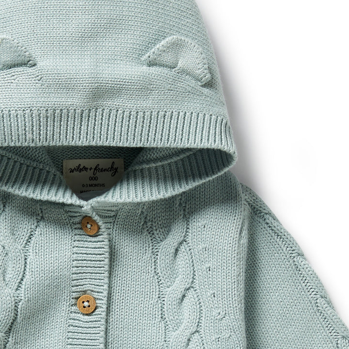 Wilson & Frenchy - Duck Egg Organic Knitted Cable Jacket