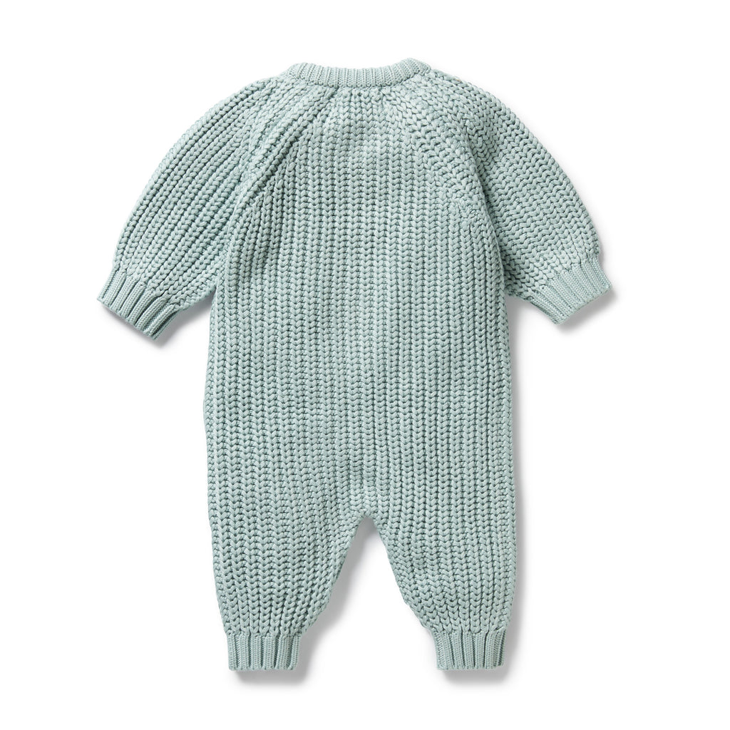 Wilson & Frenchy - Duck Egg Organic Knitted Growsuit