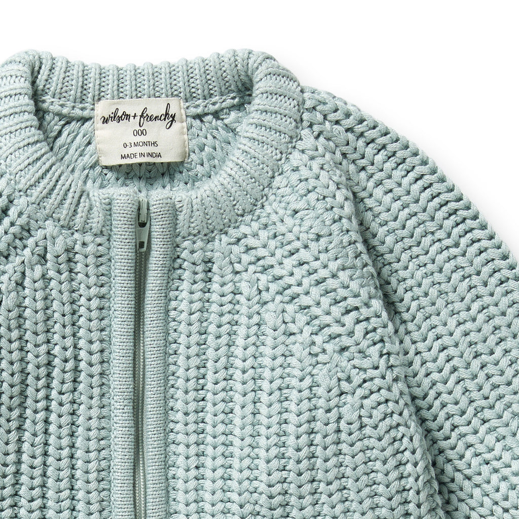 Wilson & Frenchy - Duck Egg Organic Knitted Growsuit