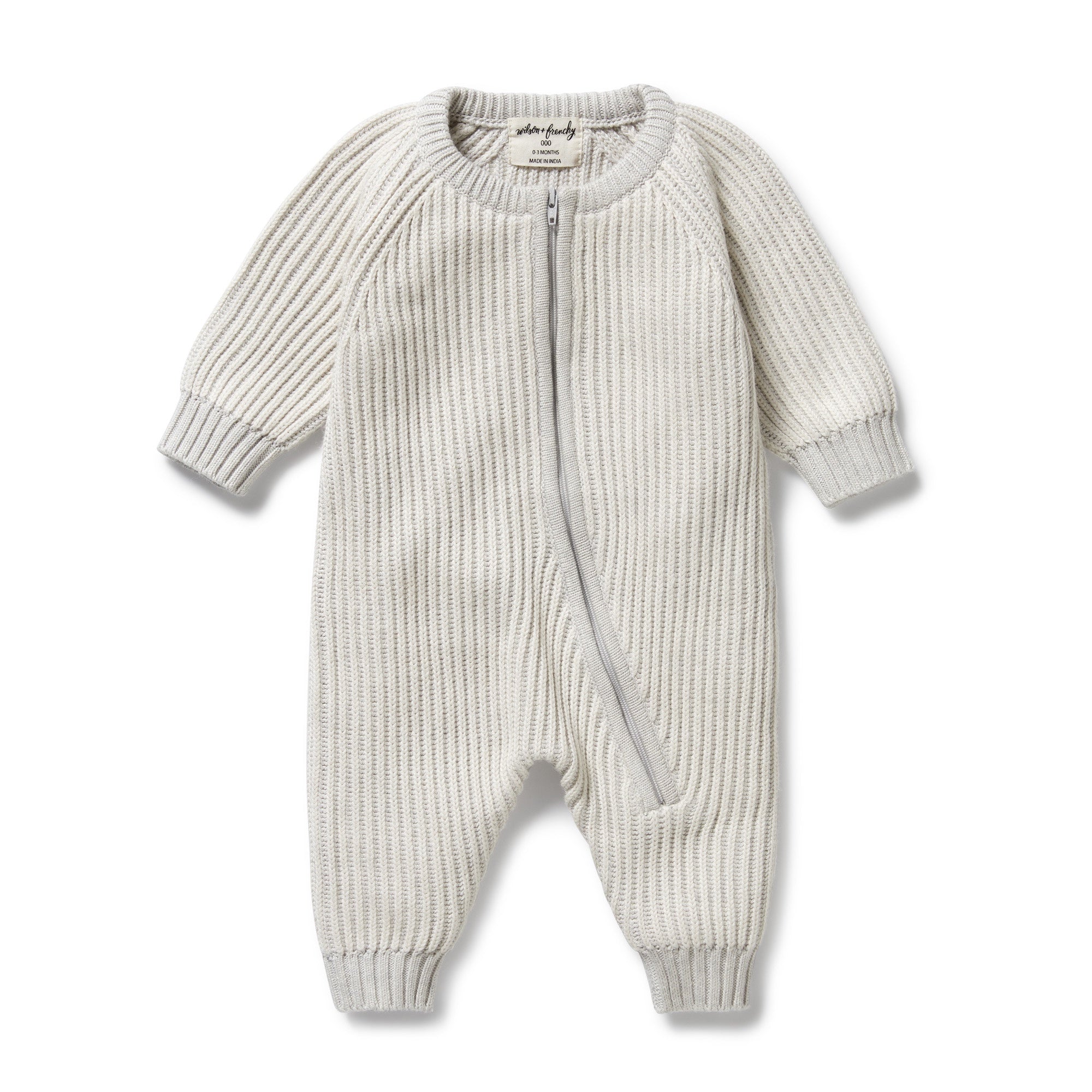 Wilson & Frenchy - Grey Melange and Oatmeal Organic Knitted Growsuit