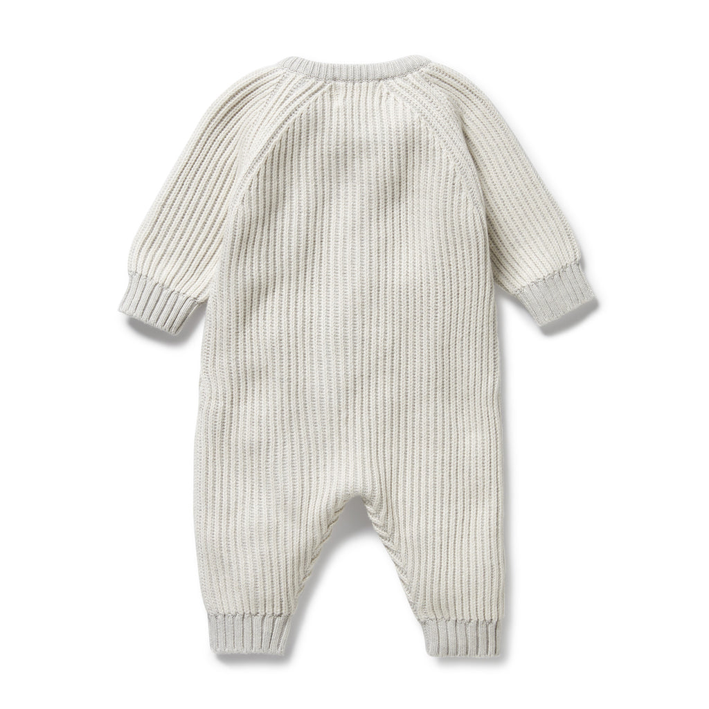 Wilson & Frenchy - Grey Melange and Oatmeal Organic Knitted Growsuit