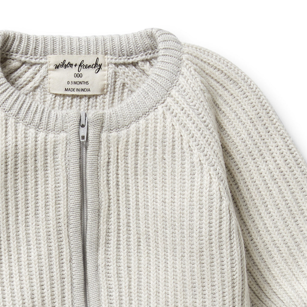 Wilson & Frenchy - Grey Melange and Oatmeal Organic Knitted Growsuit