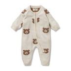 Organic Knitted Jacquard Growsuit - Beary Cute