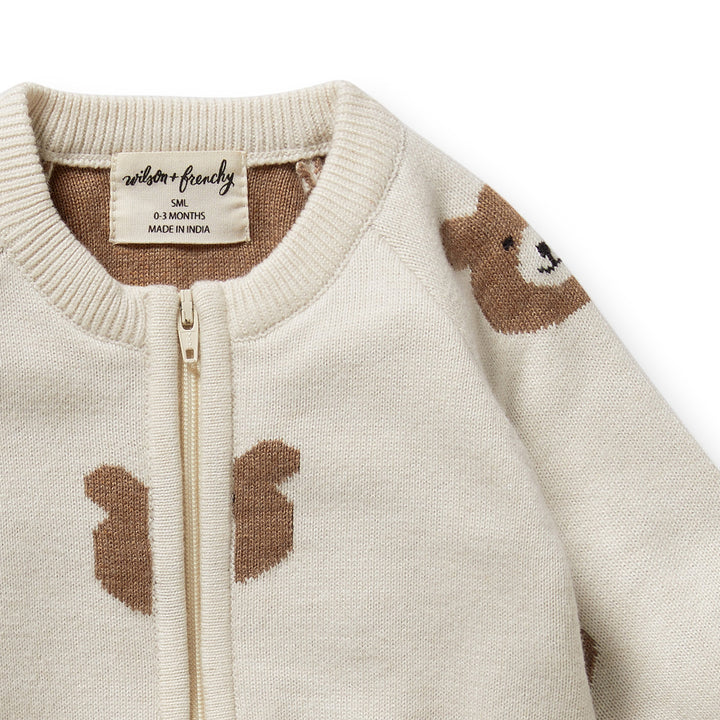 Wilson & Frenchy - Beary Cute Organic Knitted Jacquard Growsuit