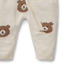 Organic Knitted Jacquard Growsuit - Beary Cute