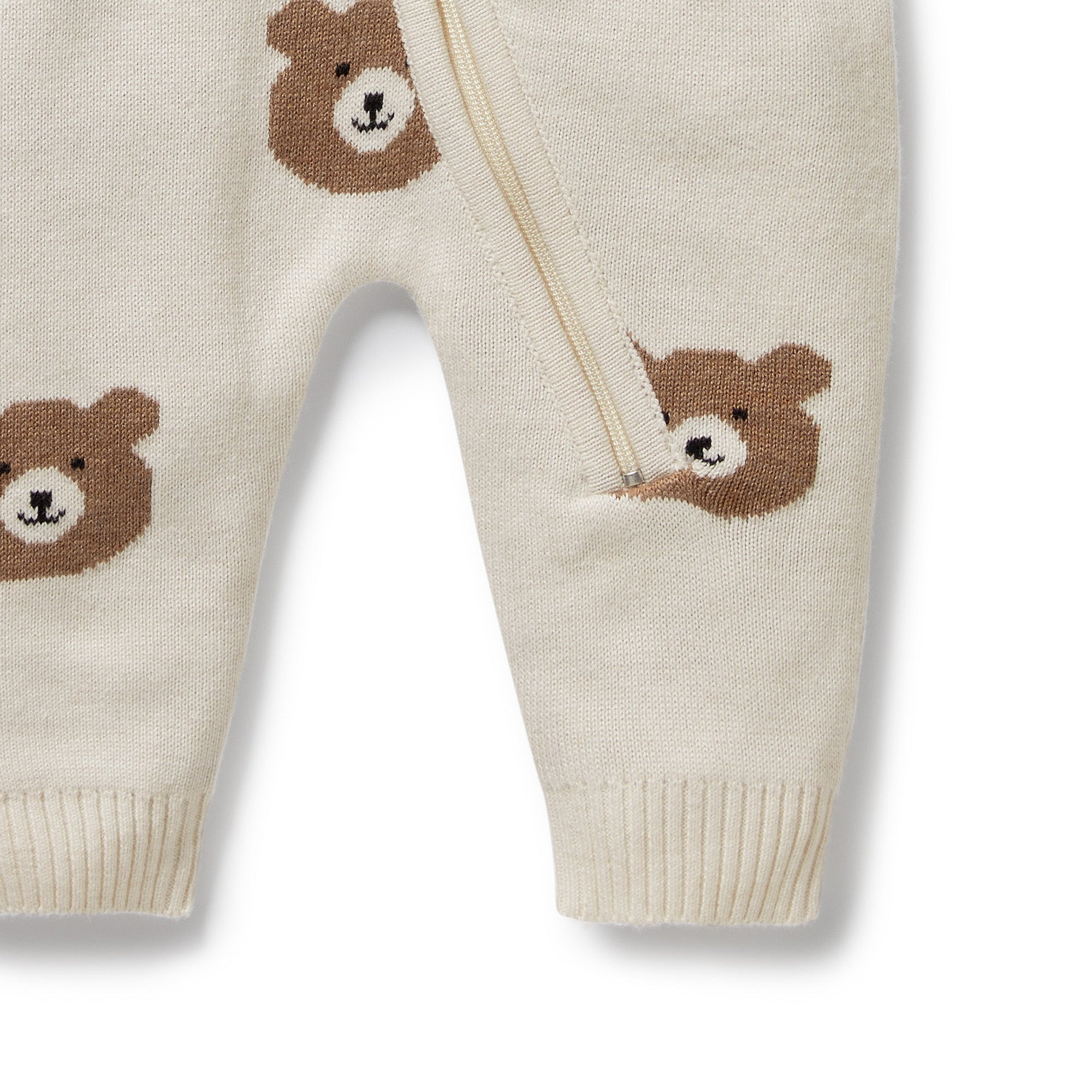 Organic Knitted Jacquard Growsuit - Beary Cute