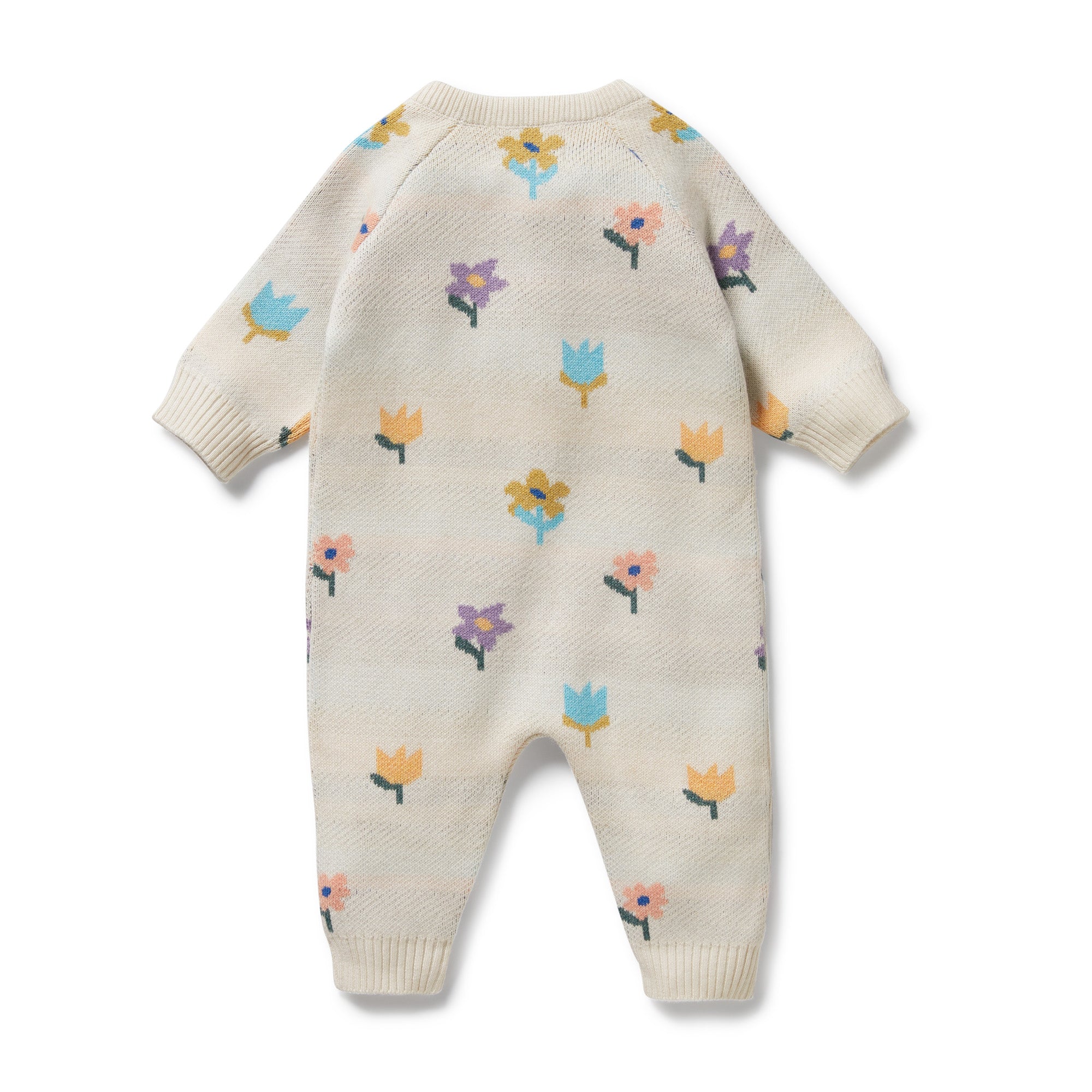 Wilson & Frenchy - Flower Pop Organic Knitted Jacquard Growsuit