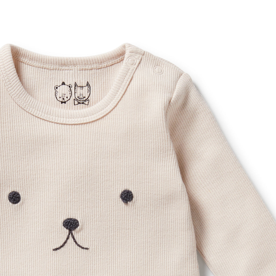Wilson & Frenchy - Dusty Rose Organic Rib Long Sleeved Bodysuit