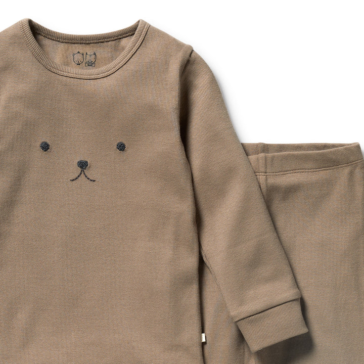 Wilson & Frenchy - Walnut Organic Rib Long Sleeved Pyjamas
