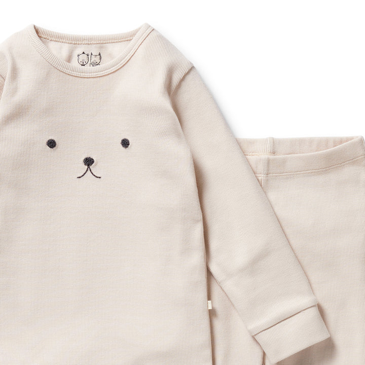 Wilson & Frenchy - Dusty Rose Organic Rib Long Sleeved Pyjamas