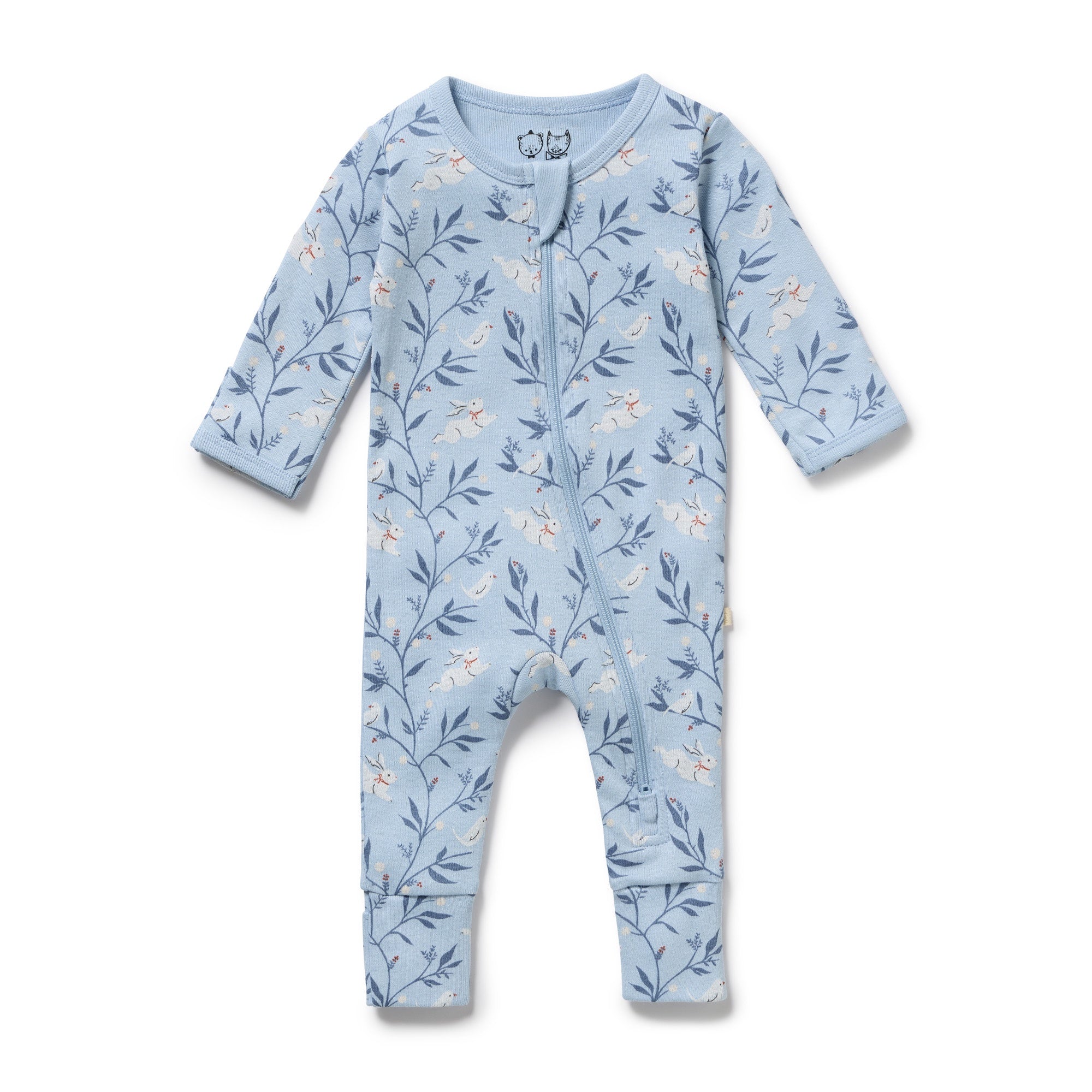 Bunny Whistle Organic Zipsuit With Feet