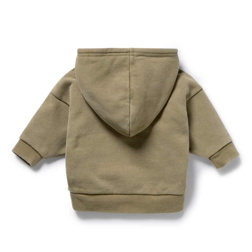 Olive Organic Terry Hooded Sweat