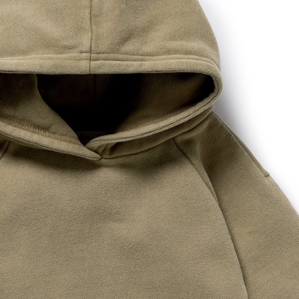 Olive Organic Terry Hooded Sweat