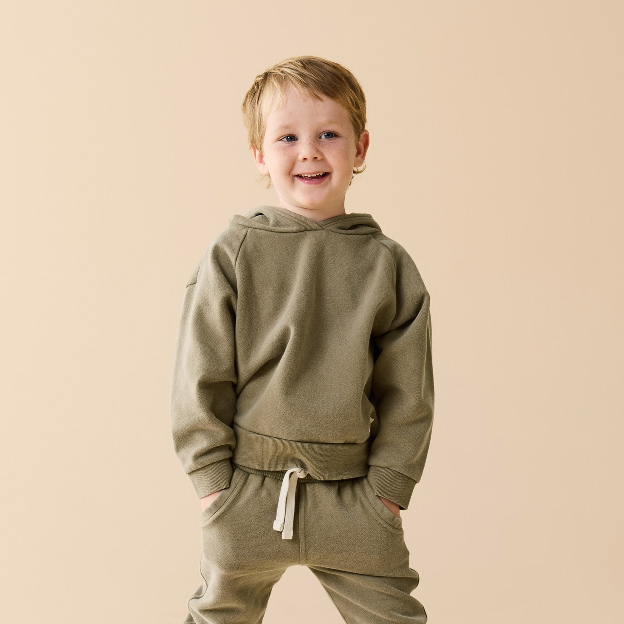 Olive Organic Terry Hooded Sweat