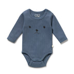 Twilight Blue Organic Rib Long Sleeved Bodysuit