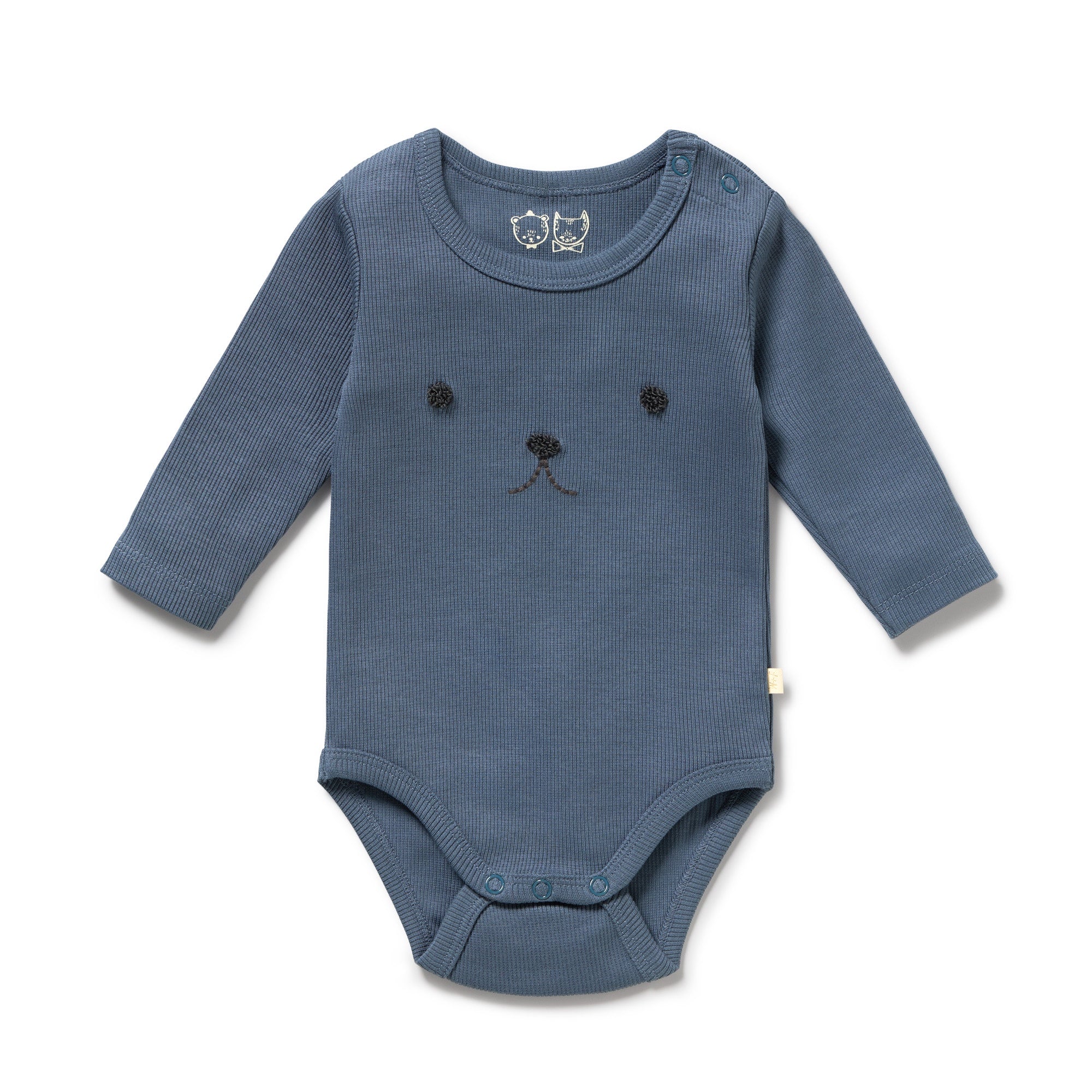 Twilight Blue Organic Rib Long Sleeved Bodysuit