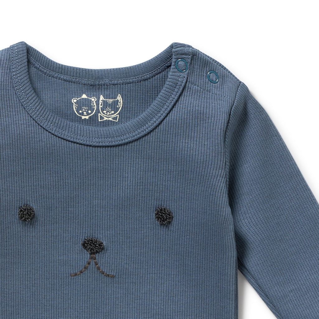 Twilight Blue Organic Rib Long Sleeved Bodysuit