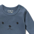 Twilight Blue Organic Rib Long Sleeved Bodysuit
