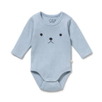 Storm Blue Organic Rib Long Sleeved Bodysuit