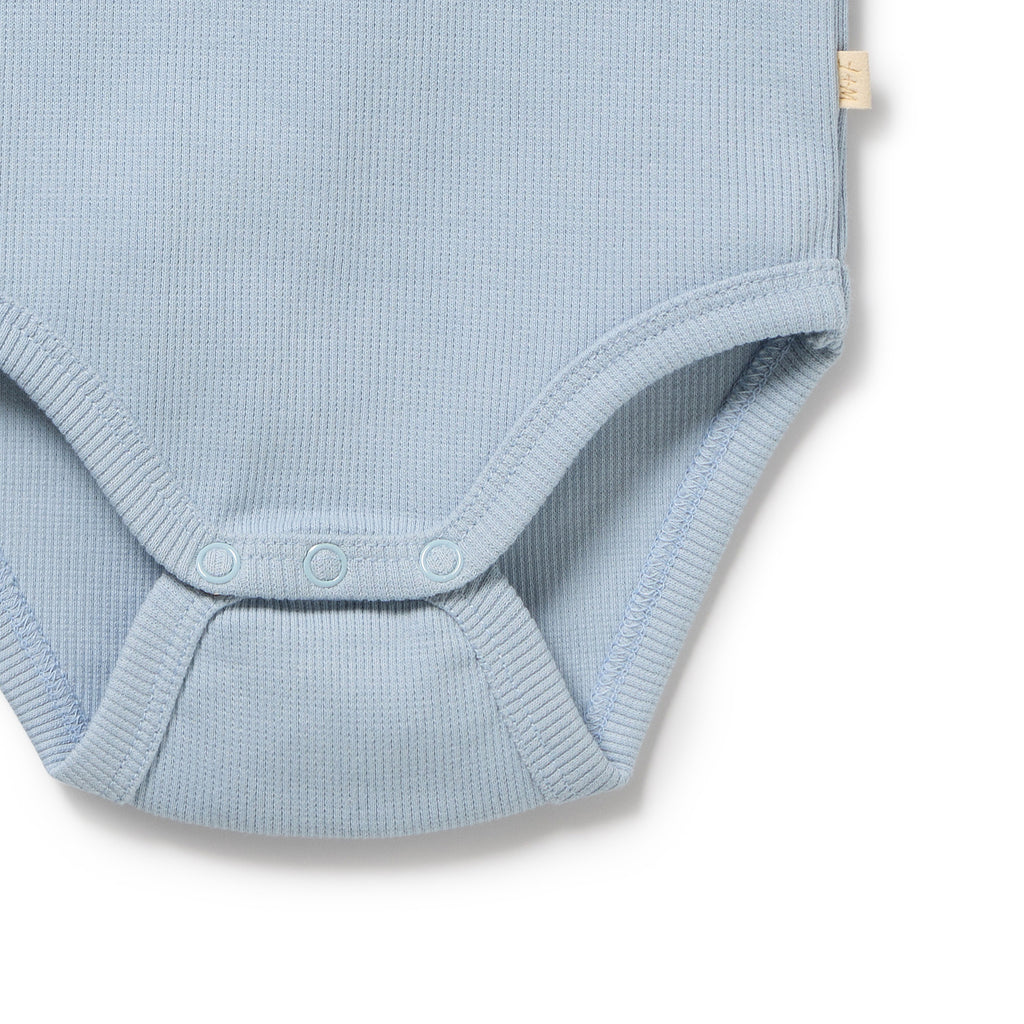 Storm Blue Organic Rib Long Sleeved Bodysuit
