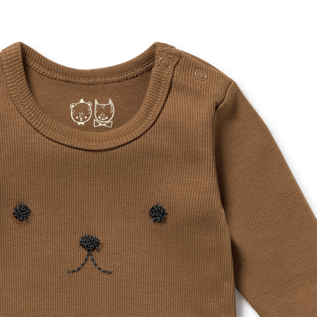 Nutmeg Organic Rib Long Sleeved Bodysuit