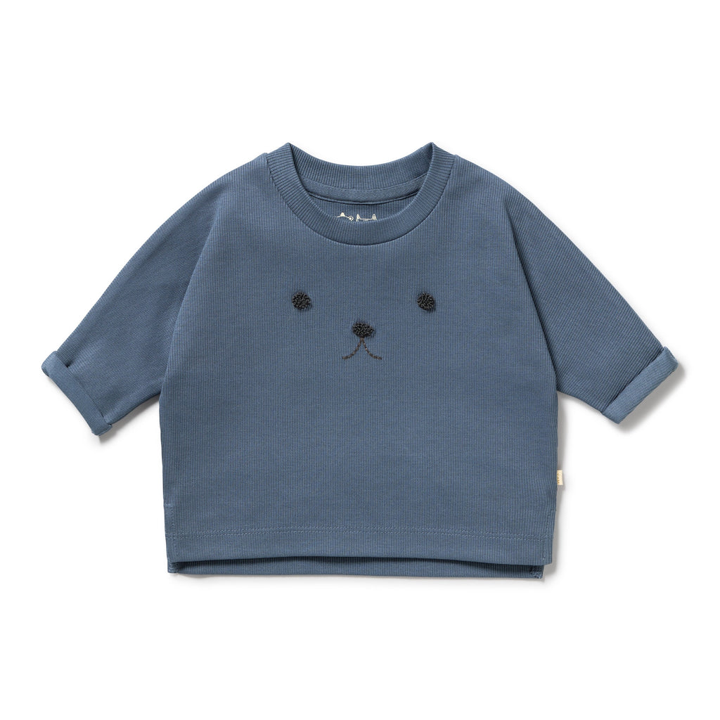 Twilight Blue Organic Rib Long Sleeved Top