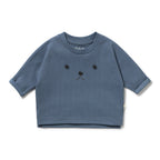 Twilight Blue Organic Rib Long Sleeved Top