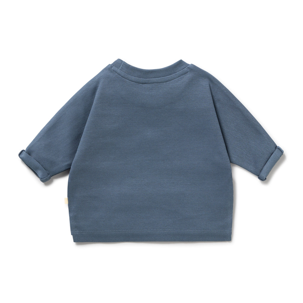 Twilight Blue Organic Rib Long Sleeved Top