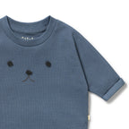 Twilight Blue Organic Rib Long Sleeved Top