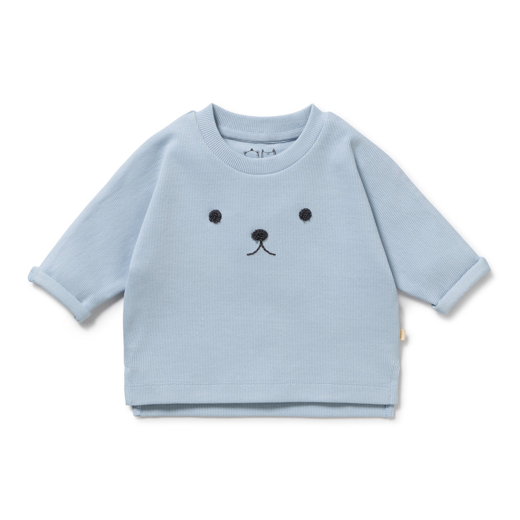 Storm Blue Organic Rib Long Sleeved Top