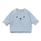 Storm Blue Organic Rib Long Sleeved Top