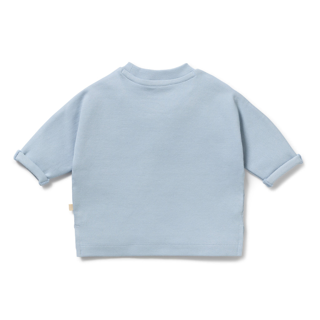Storm Blue Organic Rib Long Sleeved Top