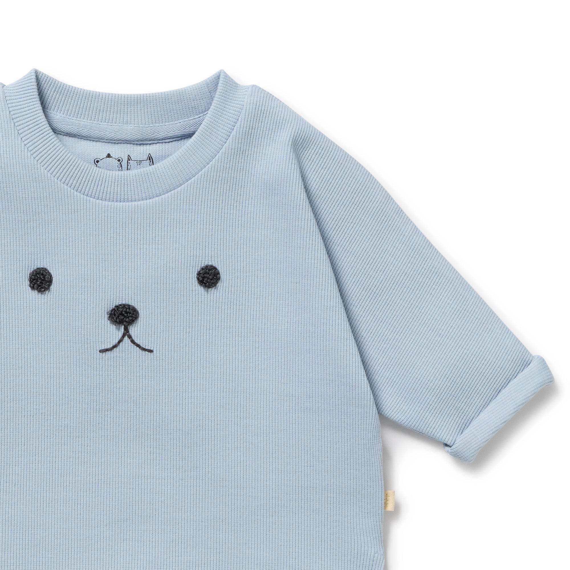 Storm Blue Organic Rib Long Sleeved Top