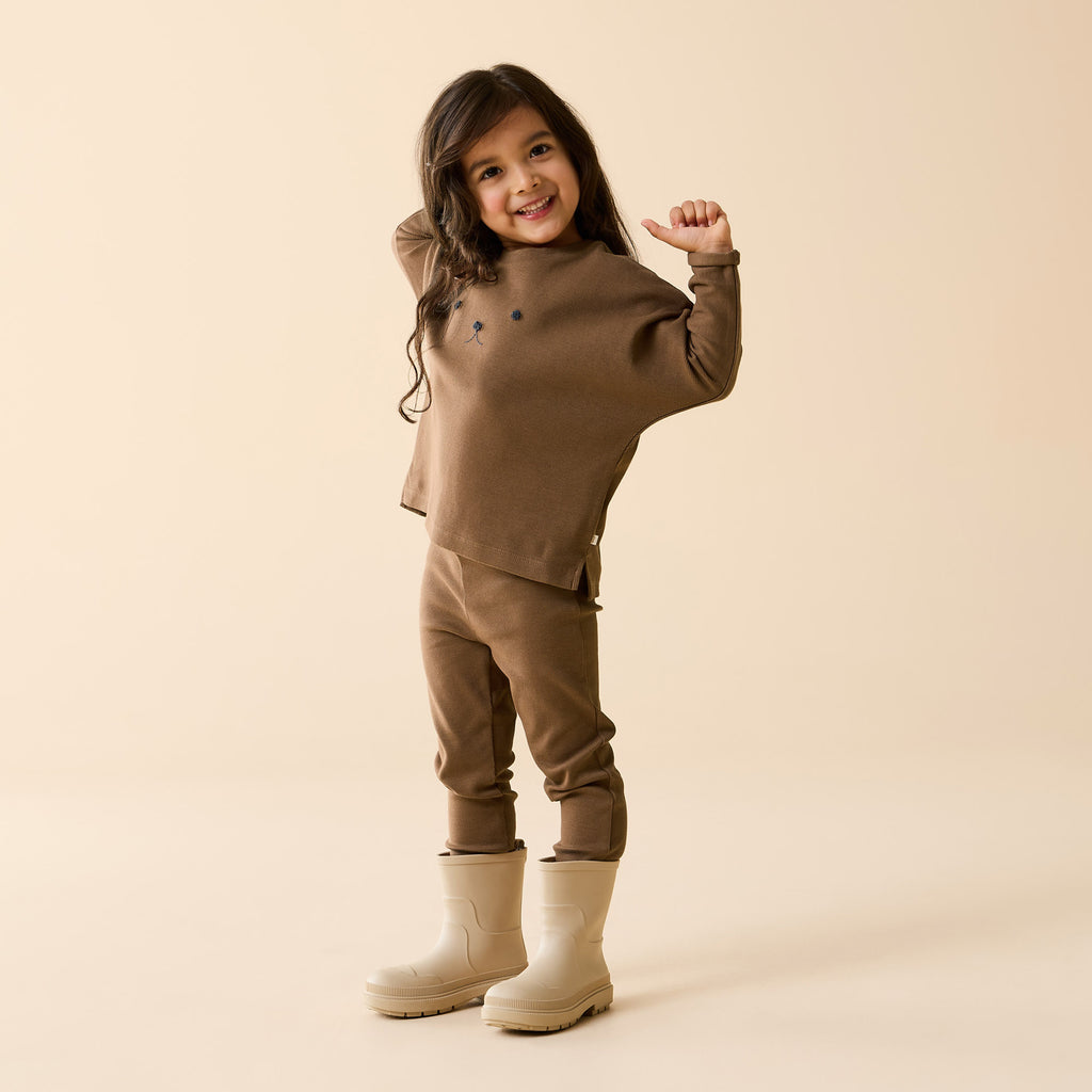 Nutmeg Organic Rib Long Sleeved Top