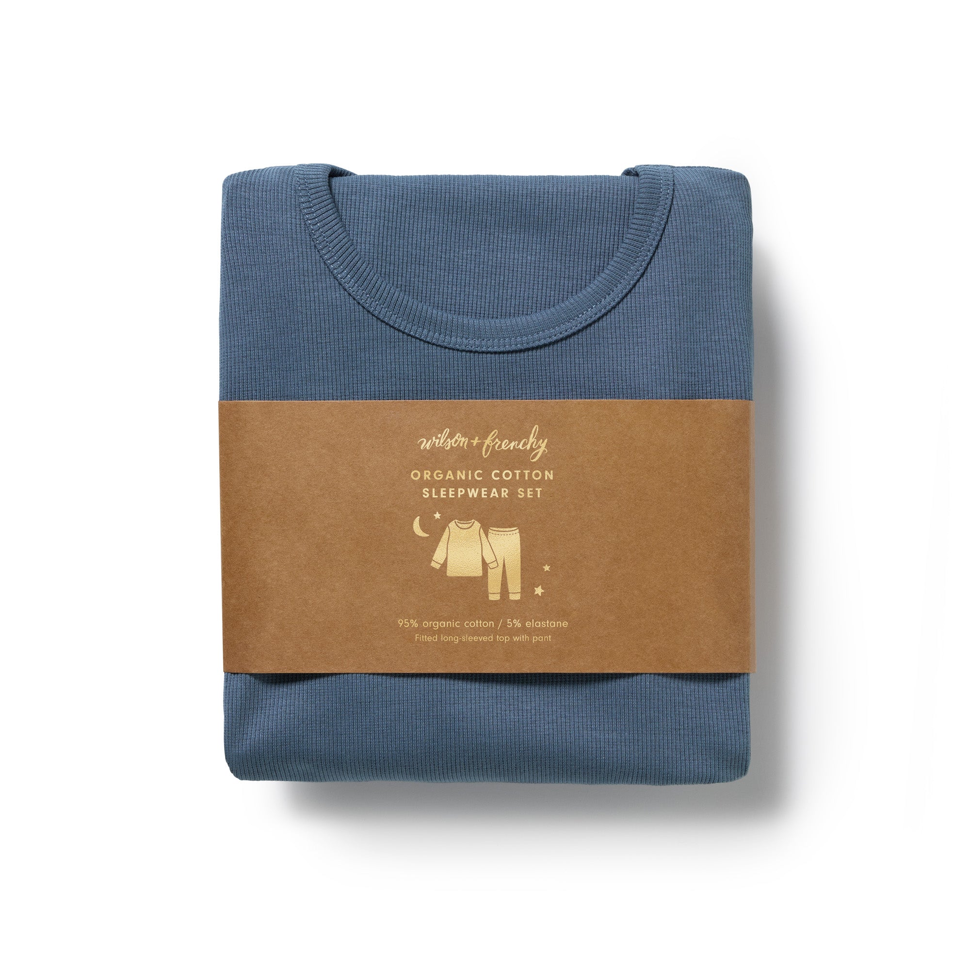 Twilight Blue Organic Rib Long Sleeved Pyjamas