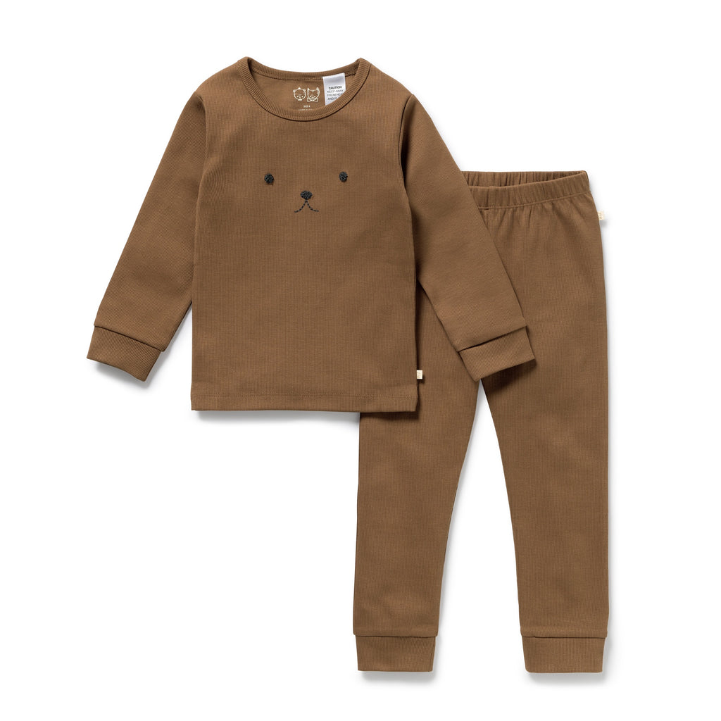 Nutmeg Organic Rib Long Sleeved Pyjamas