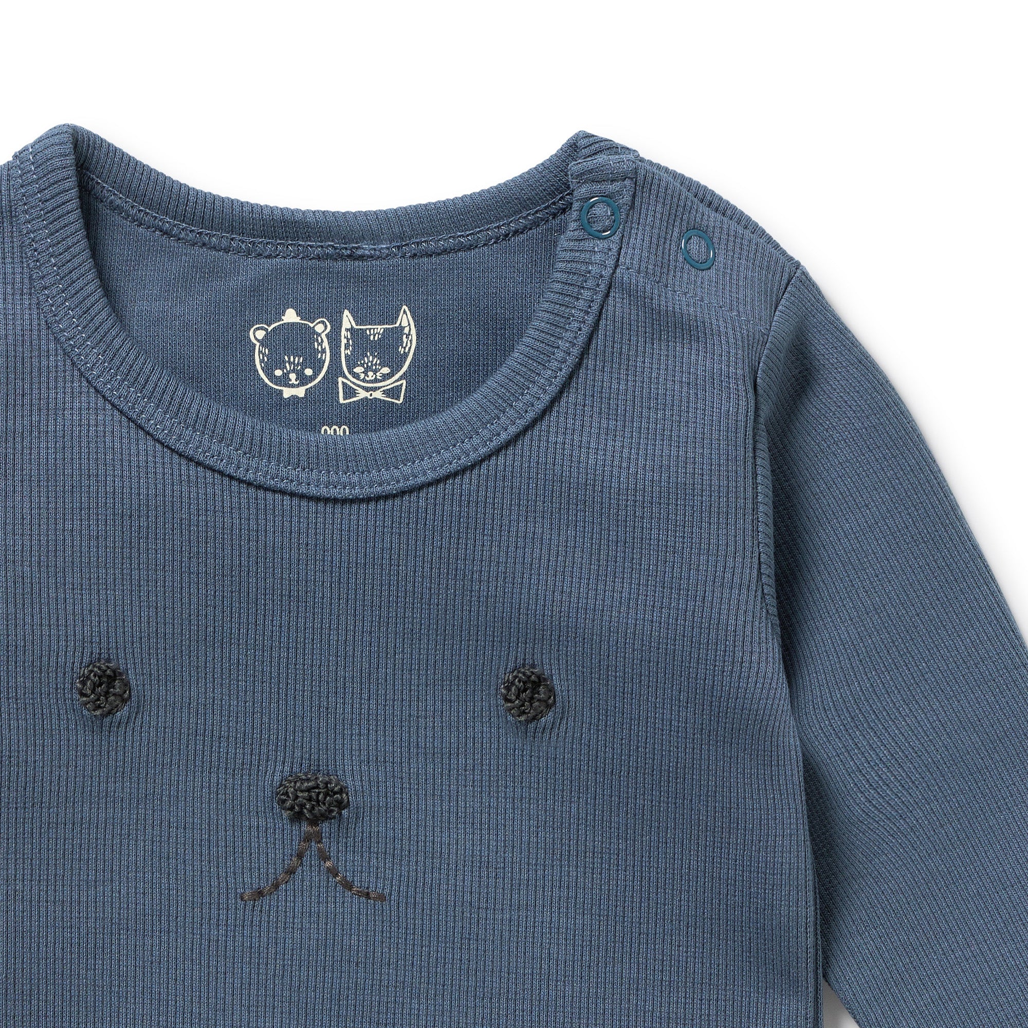 Twilight Blue Organic Rib Long Sleeved Pyjamas