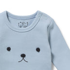 Storm Blue Organic Rib Long Sleeved Pyjamas