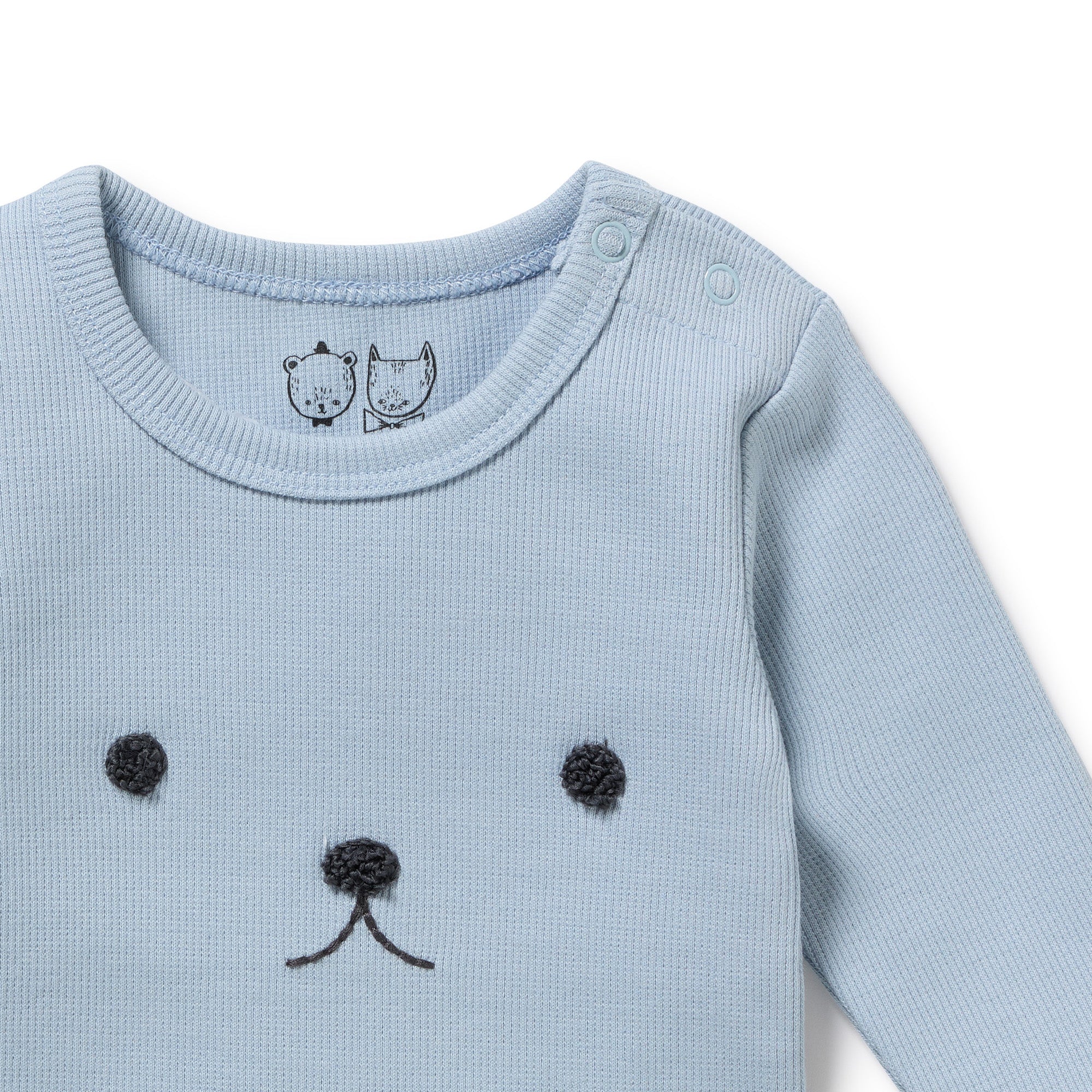 Storm Blue Organic Rib Long Sleeved Pyjamas